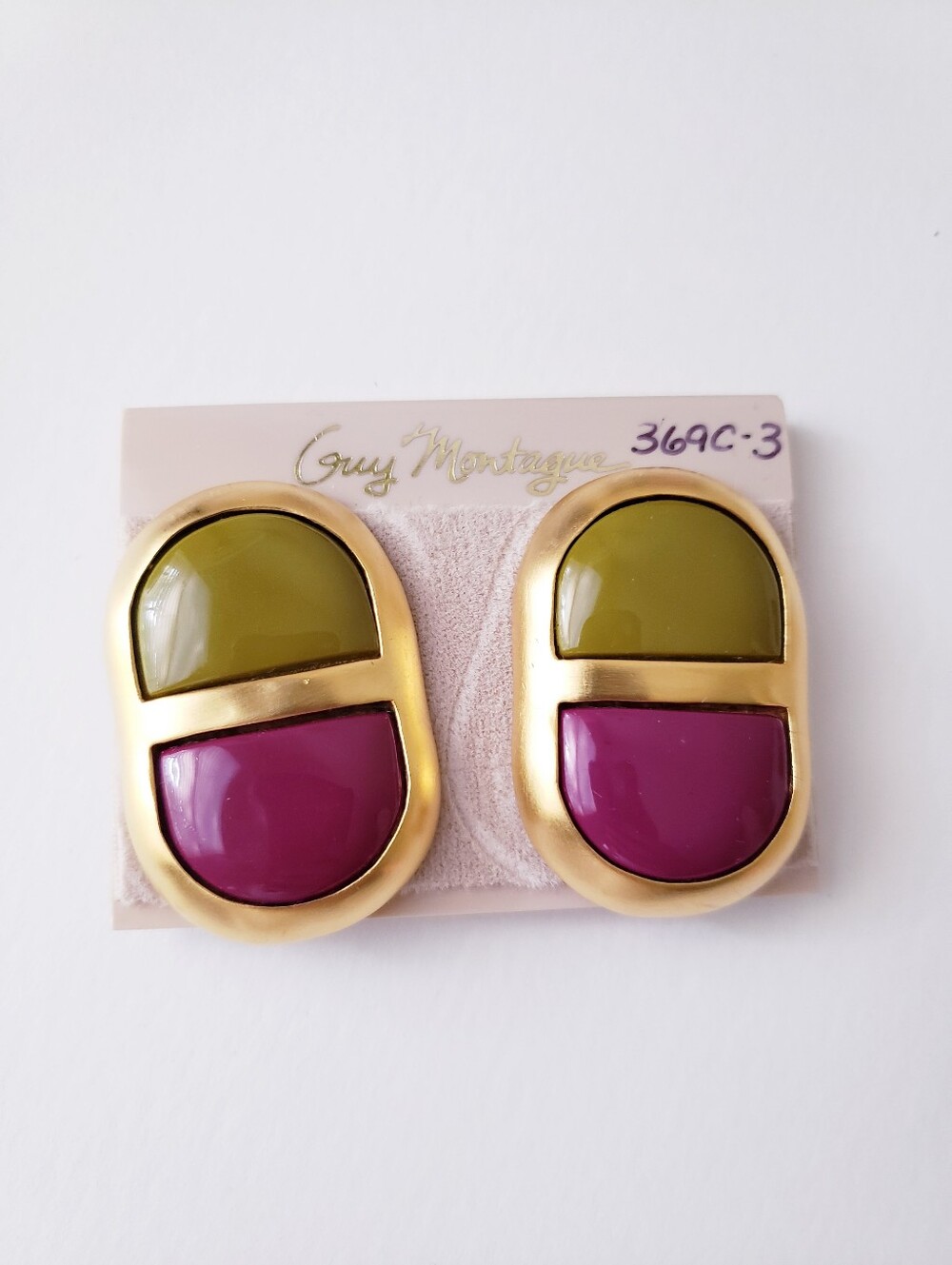 Vintage Guy Montague Brushed Gold Statement Clip On Earrings